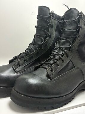 Wellco Men's Black Military-Style Leather Tactical Boots